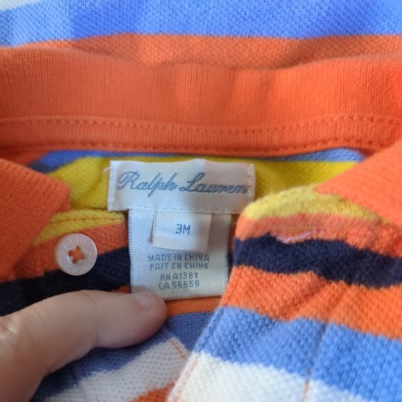 Ralph Lauren Collared Striped Romper. Orange, Blue, White & Yellow Size 3 Months - Picture 5 of 7
